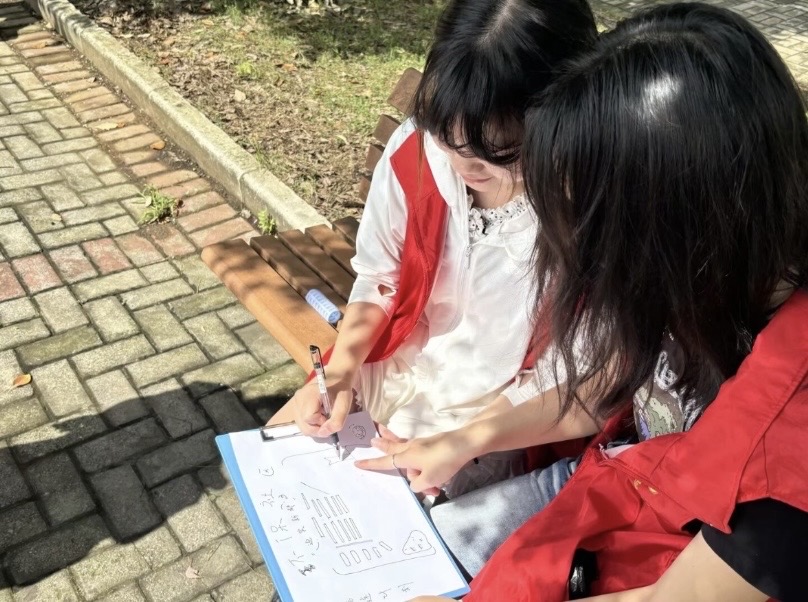 图为实践团成员们共同绘制环保打卡地图时所拍.jpg